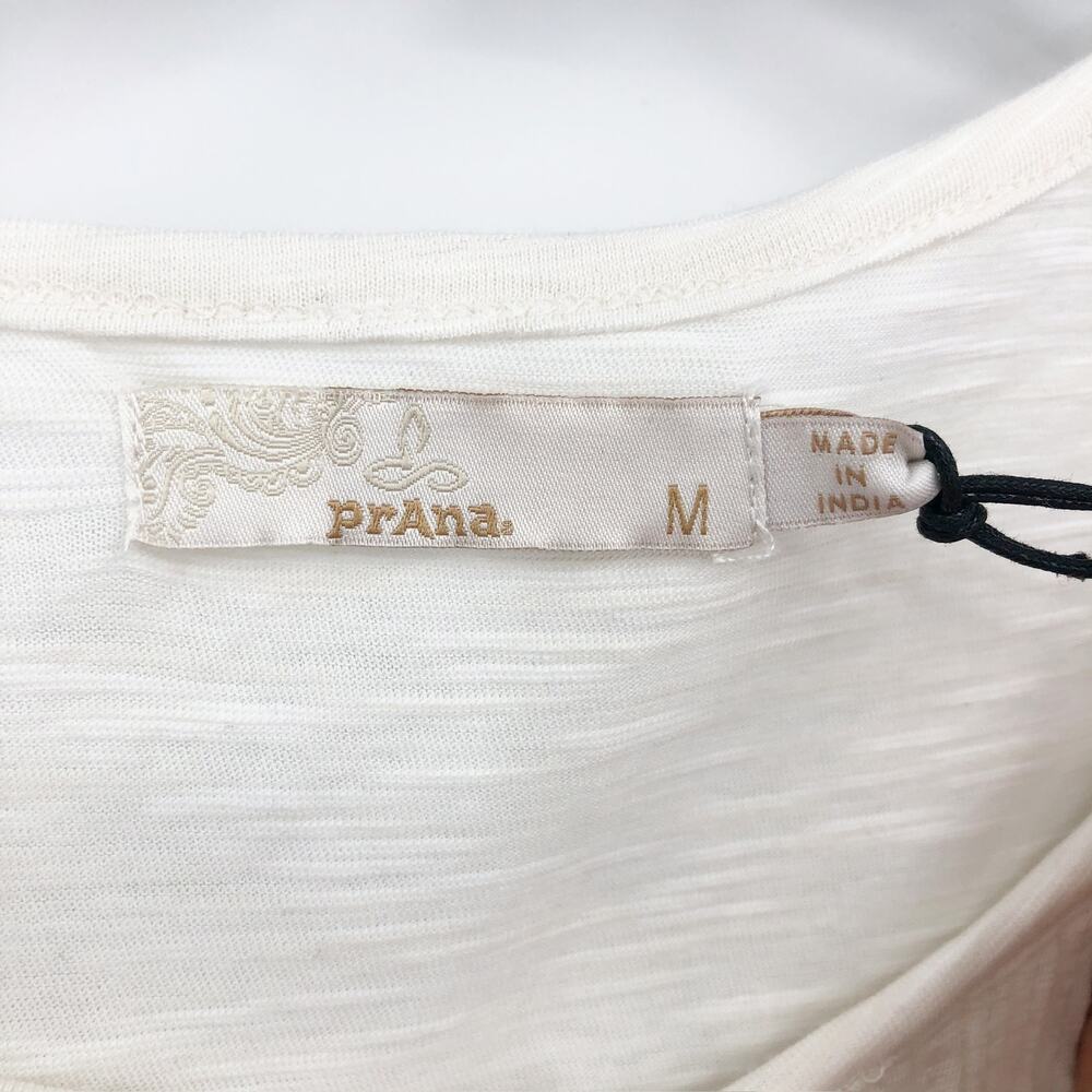 PRANA Women's Ocupas Popover Top Medium Soft White Pintuck Short Sleeve NWT - Picture 8 of 12